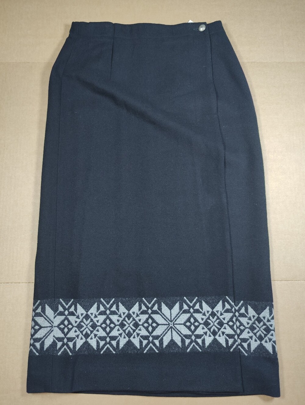 VTG NWT Pendleton Black Snowflake Maxi Skirt 100% Wool Sz 14 (~12) Made In USA